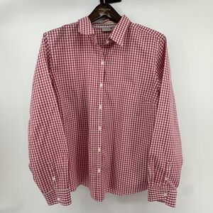 L.L. Bean Red and White Gingham Button-Down Shirt